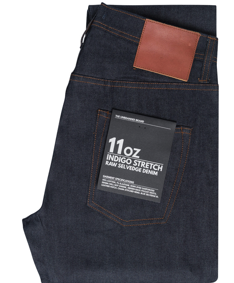 The Unbranded Brand Men's UB622 Relaxed Tapered Fit 11oz Indigo Stretch  Selvedge Denim at  Men's Clothing store